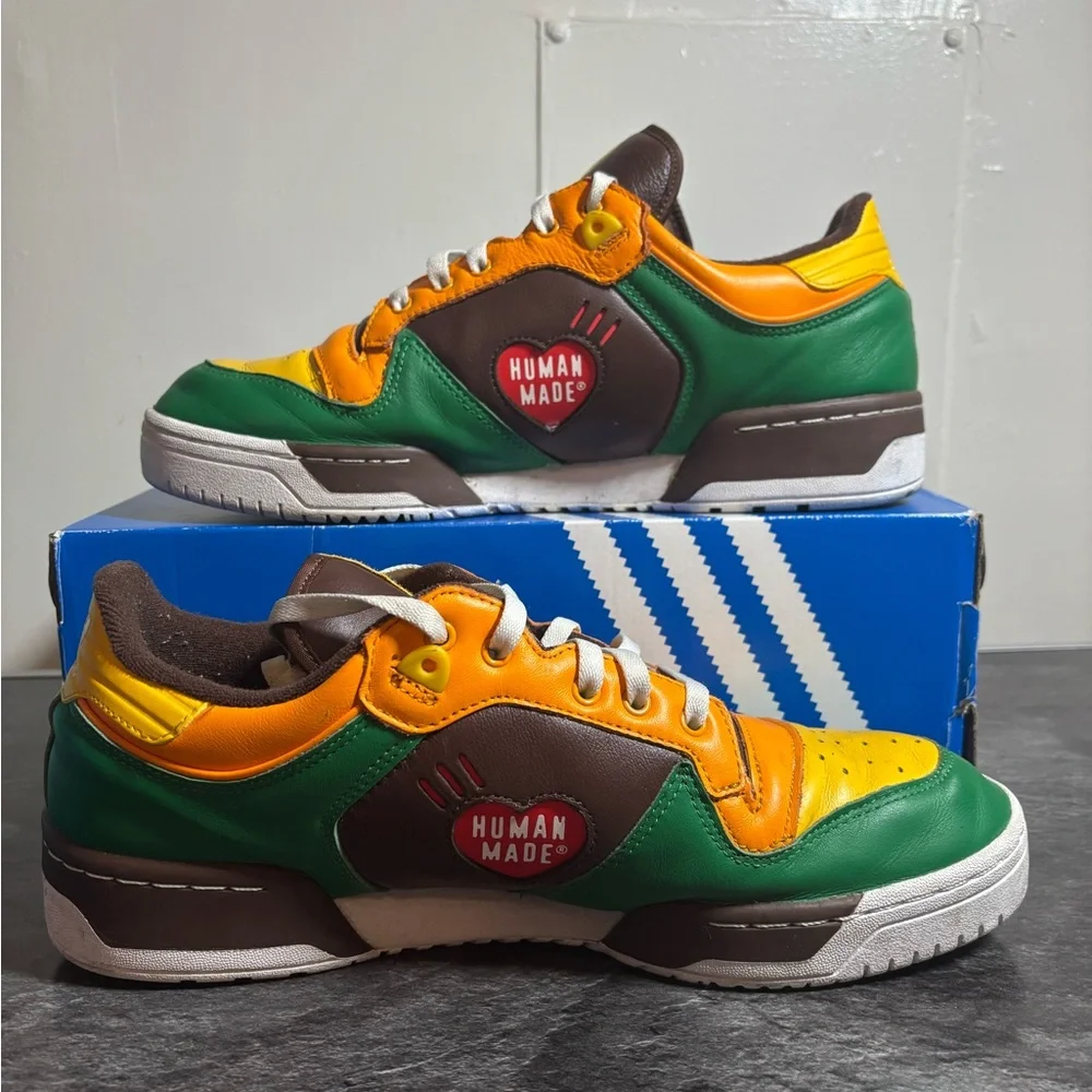 Adidas Rivalry X Human Made Men's Green and Orange Sneakers - Picture 2 of 4